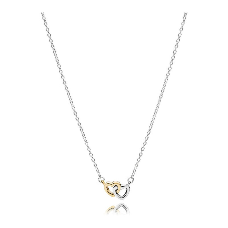 Pandora Damen Halskette Verschlungenes Doppel-Herz Bicolor Gold 45 cm 590517-45