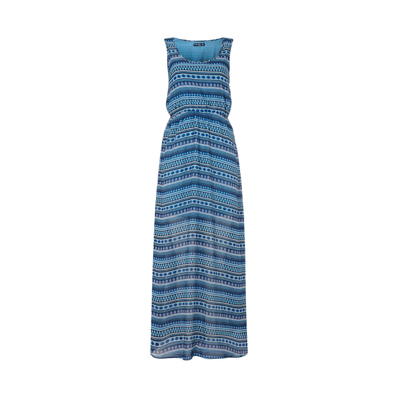 Lesara Langes Ethno-Kleid mit Allover-Print - Blau - S