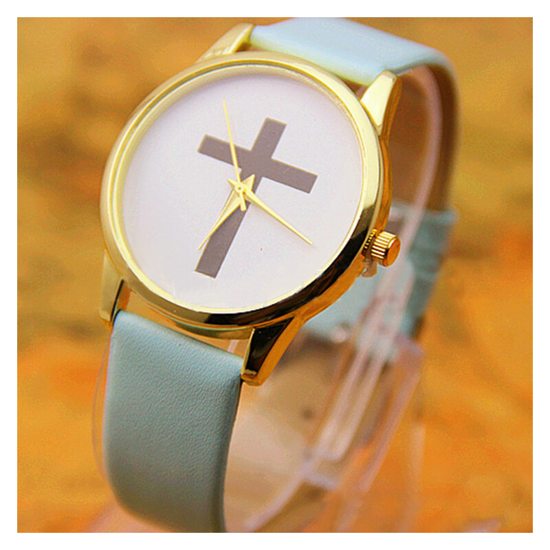 Lesara Armbanduhr mit Kreuz-Motiv - Blau