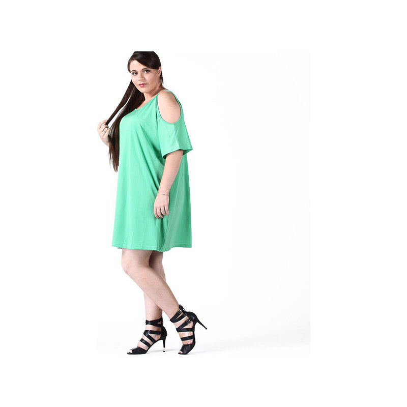 Lesara Kleid mit Cut-Out-Ärmeln - Grün - XL