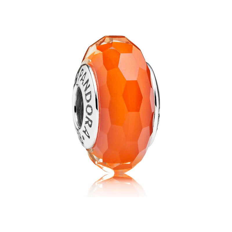 Pandora Charm Facettierter Muranoglas Silber Orange 791626