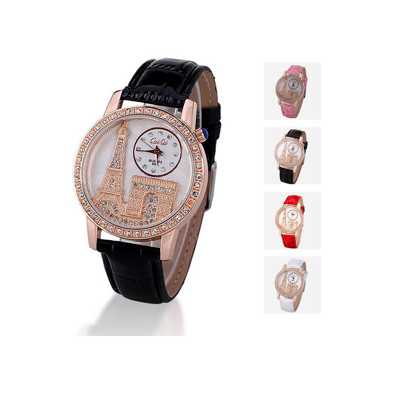 Lesara Strass-Armbanduhr Paris - Pink