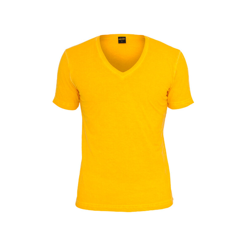 Urban Classics T-Shirt mit leichtem V-Ausschnitt - Gelb - M