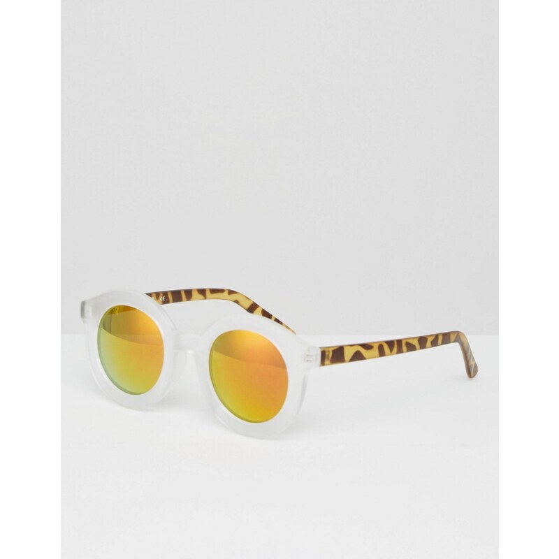 AJ Morgan - Runde, verspiegelte Sonnenbrille mit Bügeln in Kontrastfarbe - Transparent