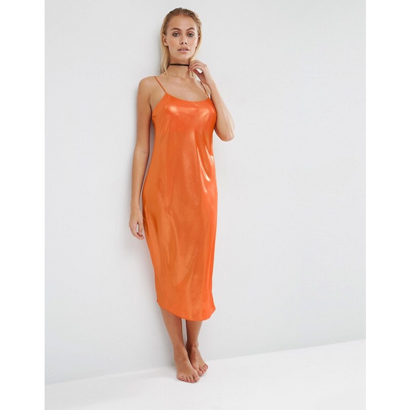ASOS - Naomi - Metallic-Trägerkleid im Stil der 90er - Orange