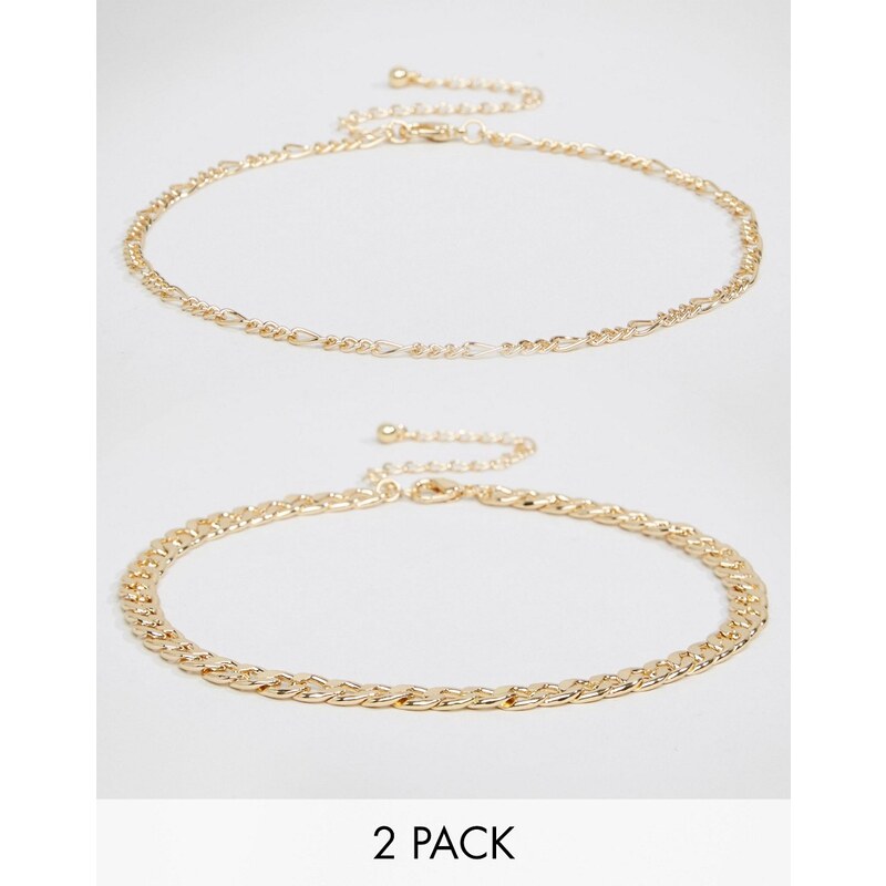 ASOS - Set mit zwei zarten Collier-Halsketten - Gold