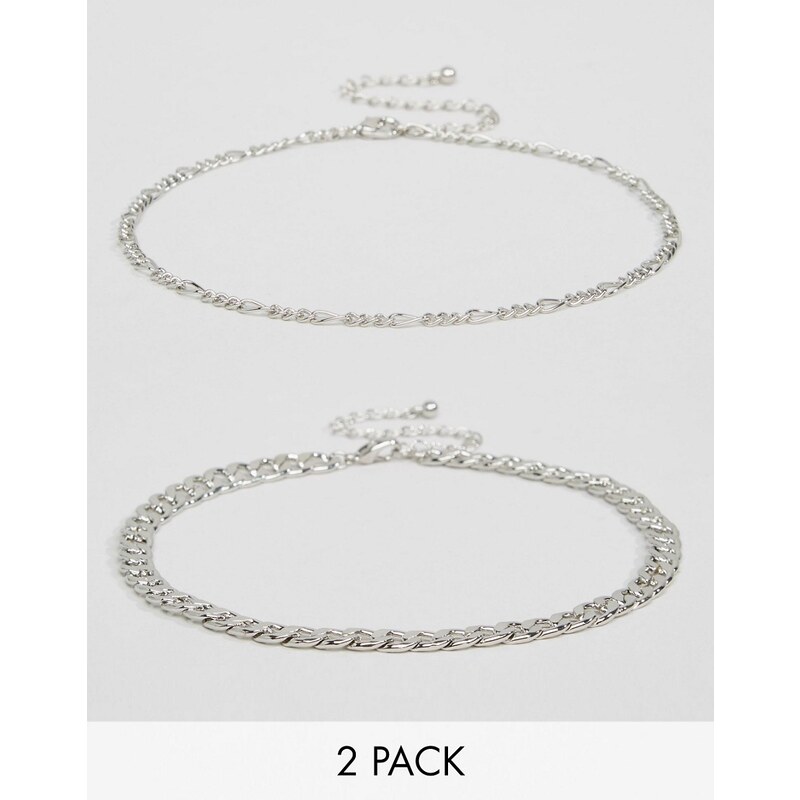 ASOS - Set mit zwei zarten Collier-Halsketten - Silber
