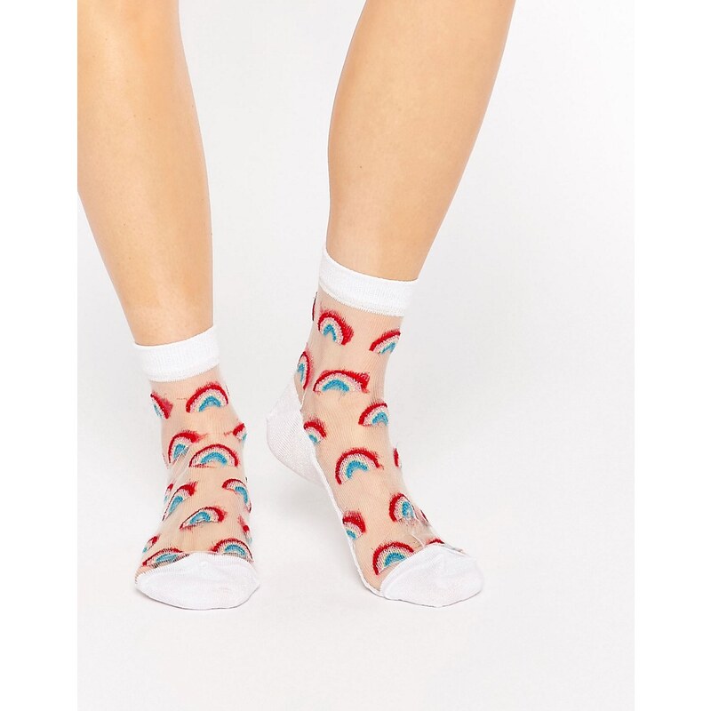 ASOS - Transparente Socken mit glitzerndem Regenbogendesign - Weiß