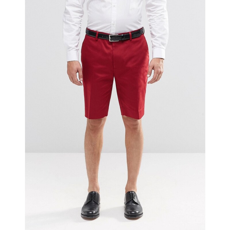 ASOS - Eng geschnittene, mittellange Shorts in Rot - Rot
