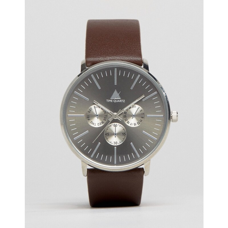 ASOS - Uhr mit braunem Armband aus Leder - Braun
