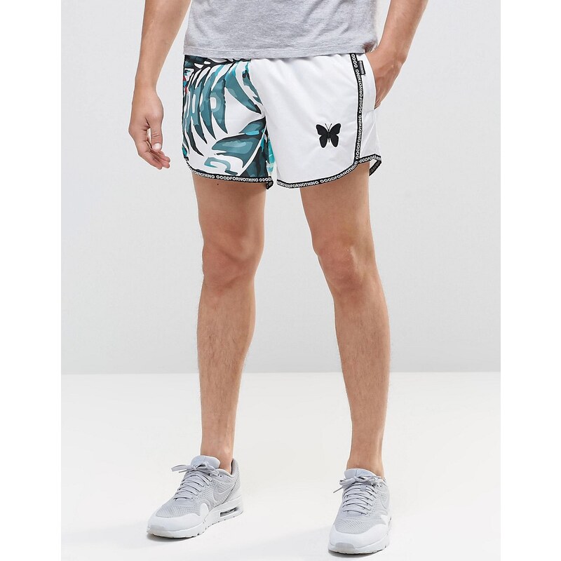 Good For Nothing - Retro-Shorts mit tropischem Muster - Weiß