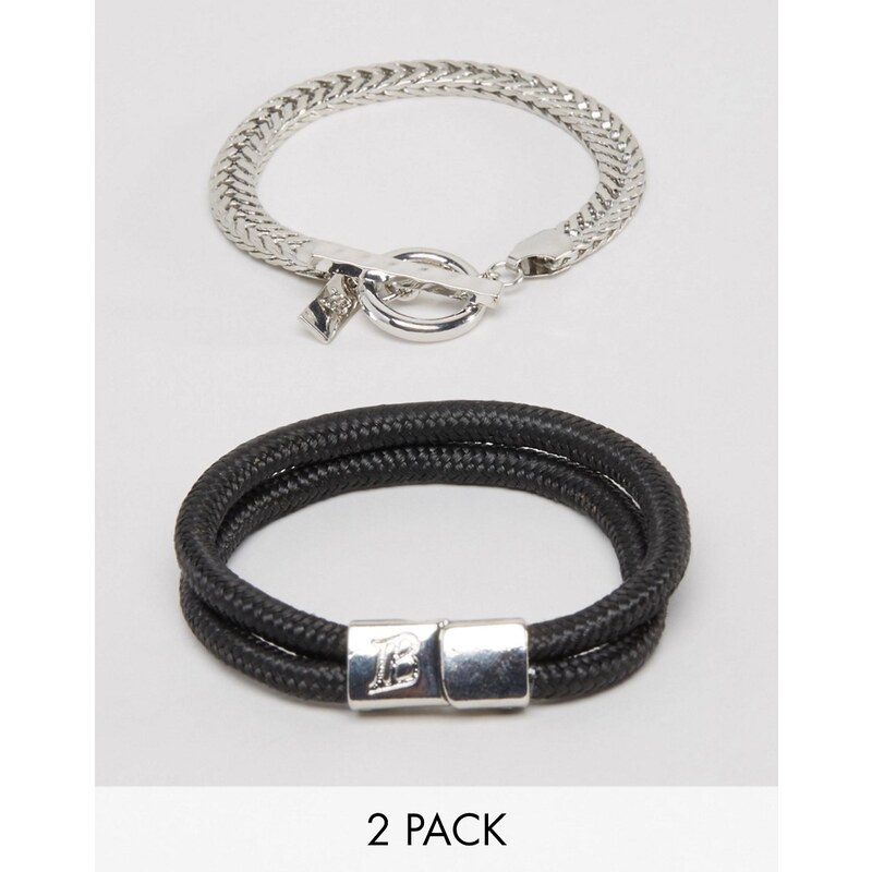 Icon Brand - 2er Pack Armbänder mit Kette & Kordel - Mehrfarbig