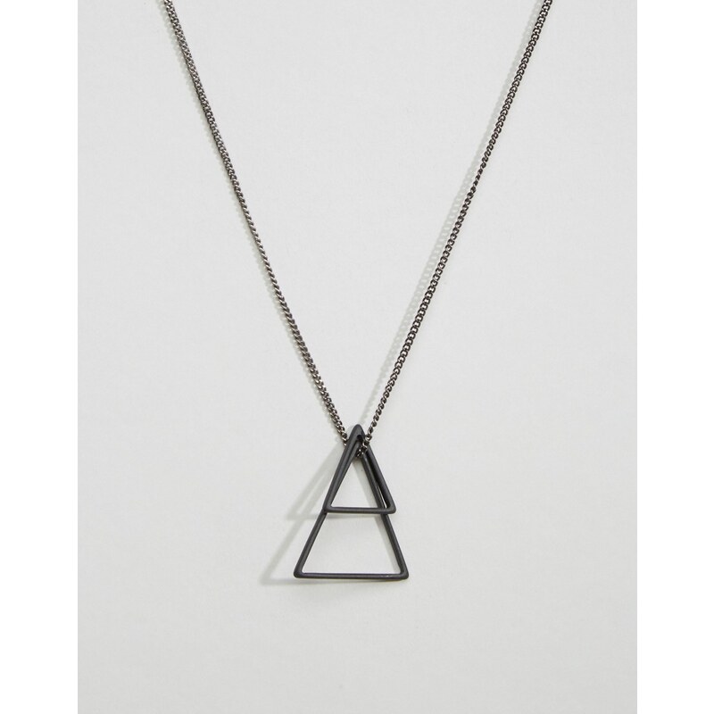 Icon Brand - Halskette mit geometrischem, schwarzem Anhänger - Schwarz