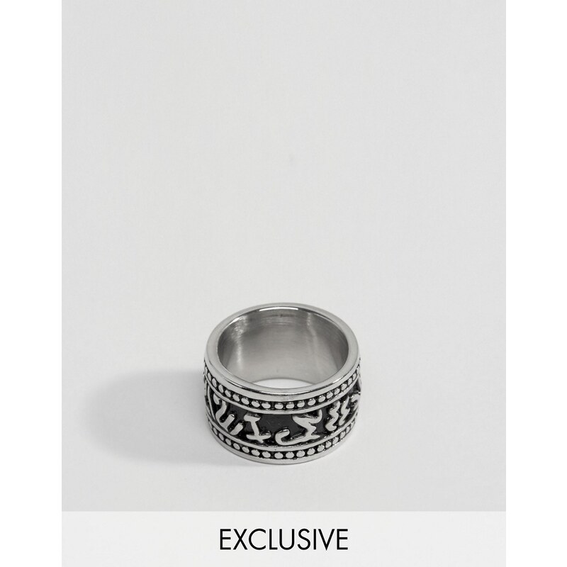 Reclaimed Vintage - Ring mit Aztekenmuster - Silber