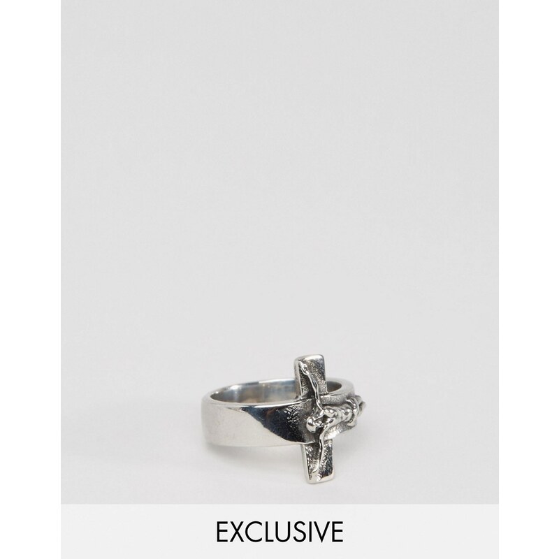 Reclaimed Vintage - Ring mit Kreuz - Silber