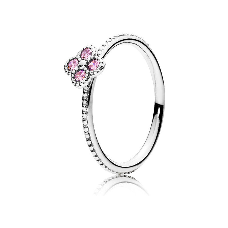 Pandora Kombinierbarer Ring orientalische Blüte Silber Pink 191001PCZ-48