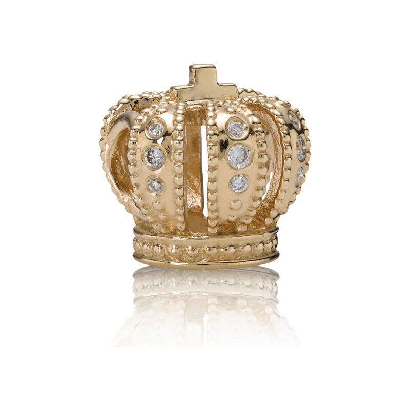 Pandora Charm Majestic Crown gold 0.108ct TW h/vs diamonds Gold Diamant 750453D