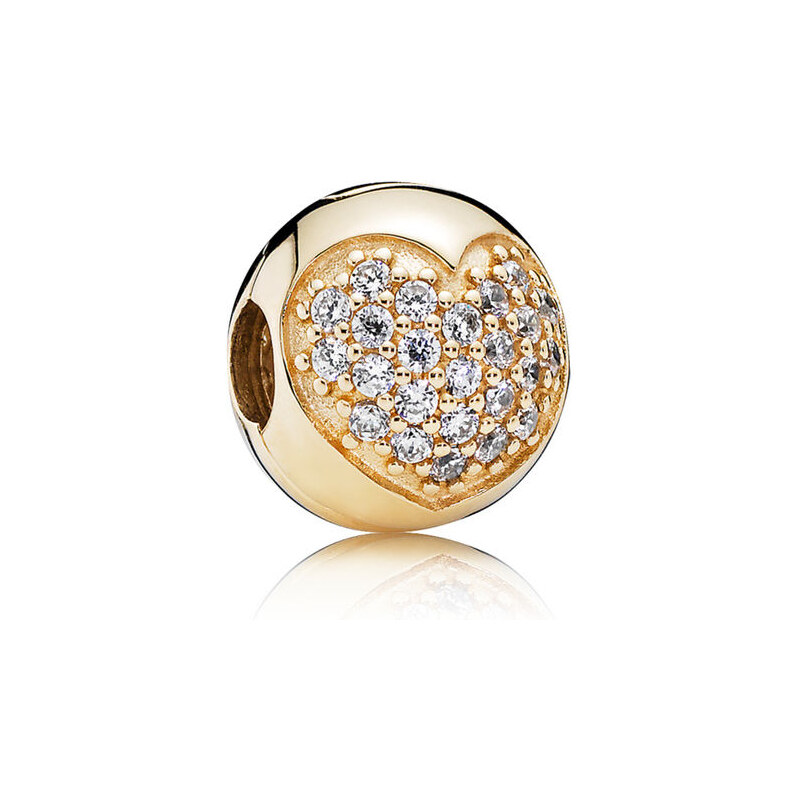 Pandora Damen Clip-Charm Pavé Herz Gold Cubic Zirconia onesize 750832CZ