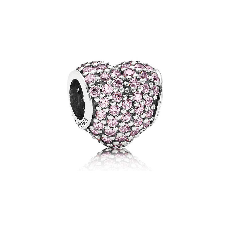 Pandora Damen Charm Pavé Herz Pink Silber Cubic Zirconia onesize 791052PCZ