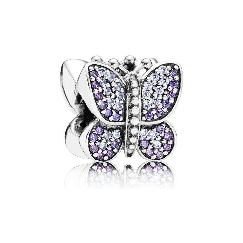Pandora Damen Charm Funkelnder Schmetterling Lila Silber Cubic Zirconia onesize 791257ACZ