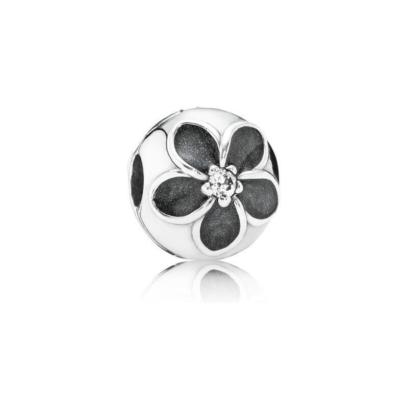 Pandora Mystische Blumen Clip Silber Schwarz Cubic Zirconia 791408CZ