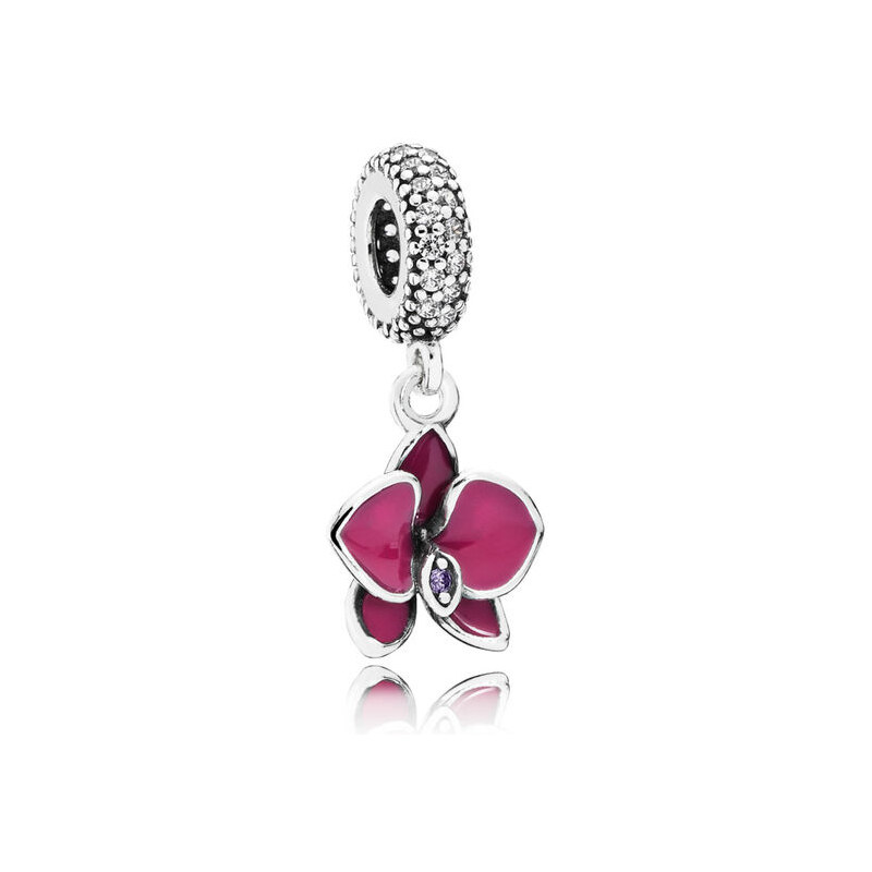 Pandora Damen Charm mit Anhänger Orchidee Lila Silber Cubic Zirconia onesize 791554EN69