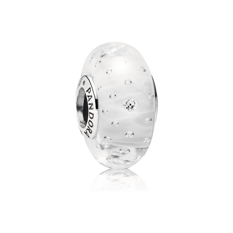 Pandora Damen Charm Murano-Glas Weiß Silber Cubic Zirconia onesize 791617CZ
