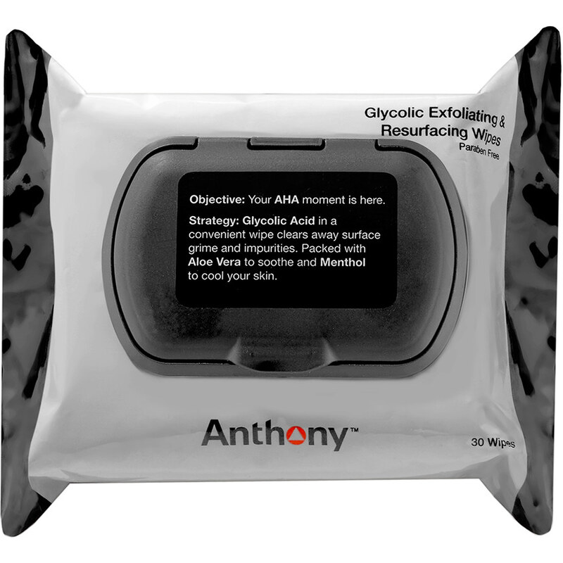 Anthony For Men Glycolic Exfoliating and Resurfacing Wipes Gesichtsreinigungstuch 30 st