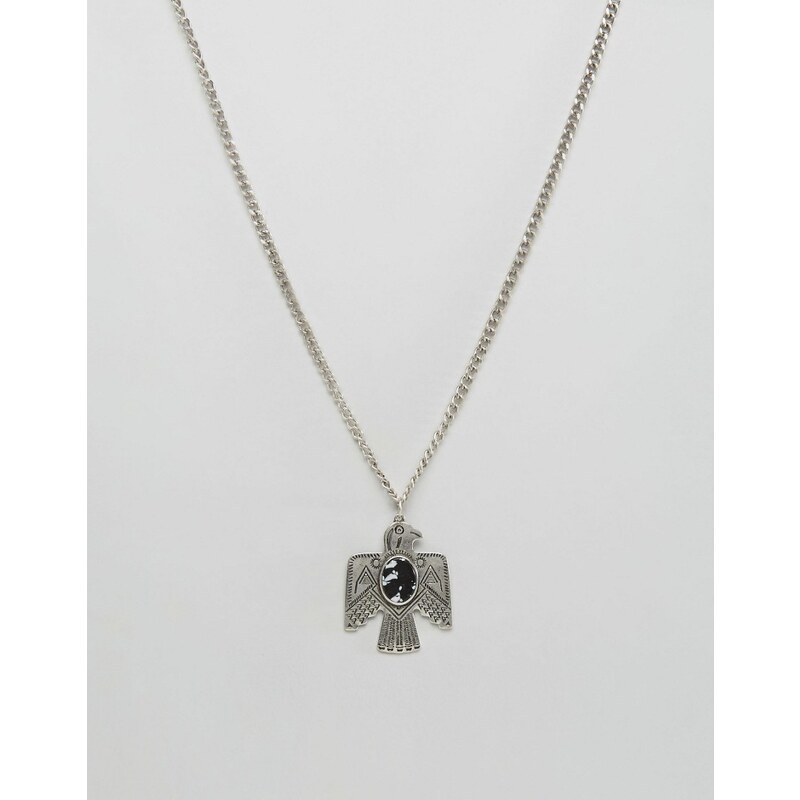 ASOS - Halskette mit Vogelanhänger in Halbedelsteinoptik - Silber