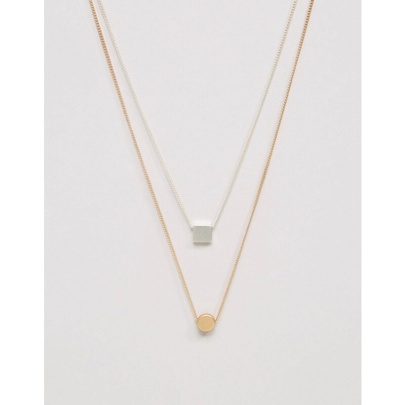 ASOS - Halsketten im 2er-Set mit kleinem geometrischem Anhänger - Gold