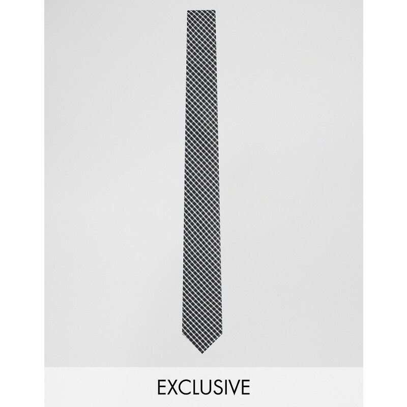 Reclaimed Vintage - Karierte Krawatte in Schwarz - Schwarz