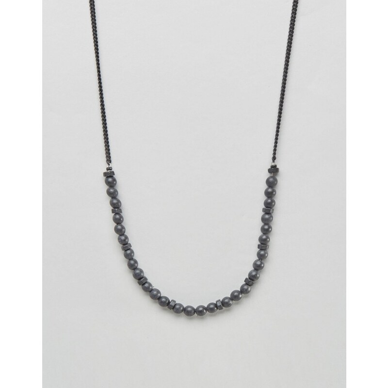 Icon Brand - Halskette mit Perlen und Kettchen in Schwarz - Schwarz