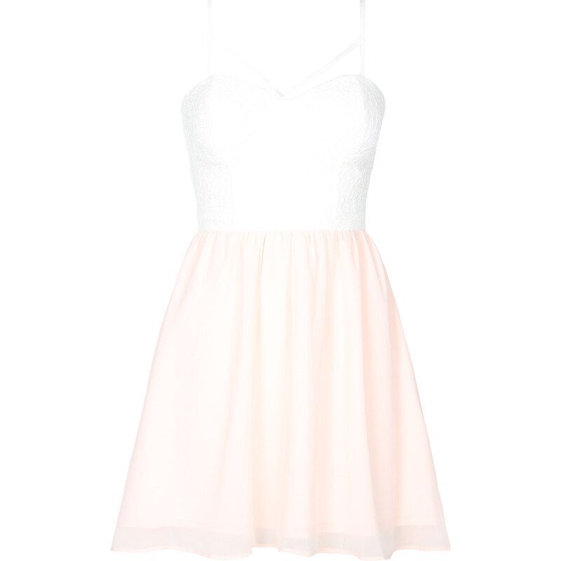 Tally Weijl Weiß-rosa Kleid mit Spitze