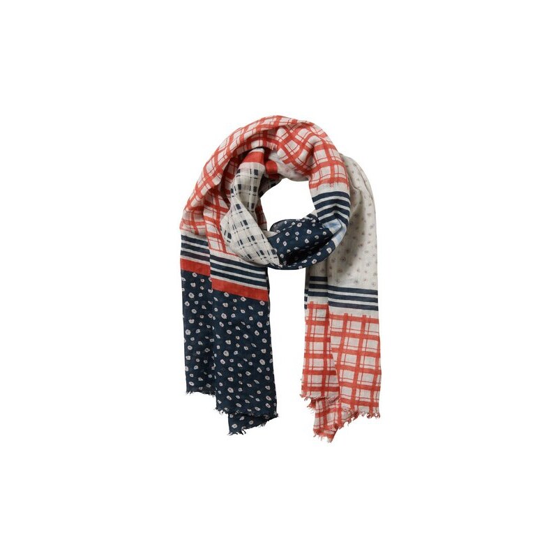 Damen Schal print mix scarf with fringes TOM TAILOR DENIM natur OneSize