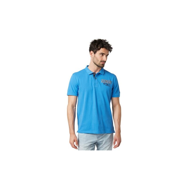 Poloshirt modisches Poloshirt mit Applikation Tom Tailor blau S