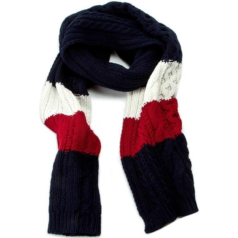 Schal TOMMY HILFIGER - Th Signature Knit Scarf AW0AW01512 Midnight/Winter White/Chilli Pepper 910
