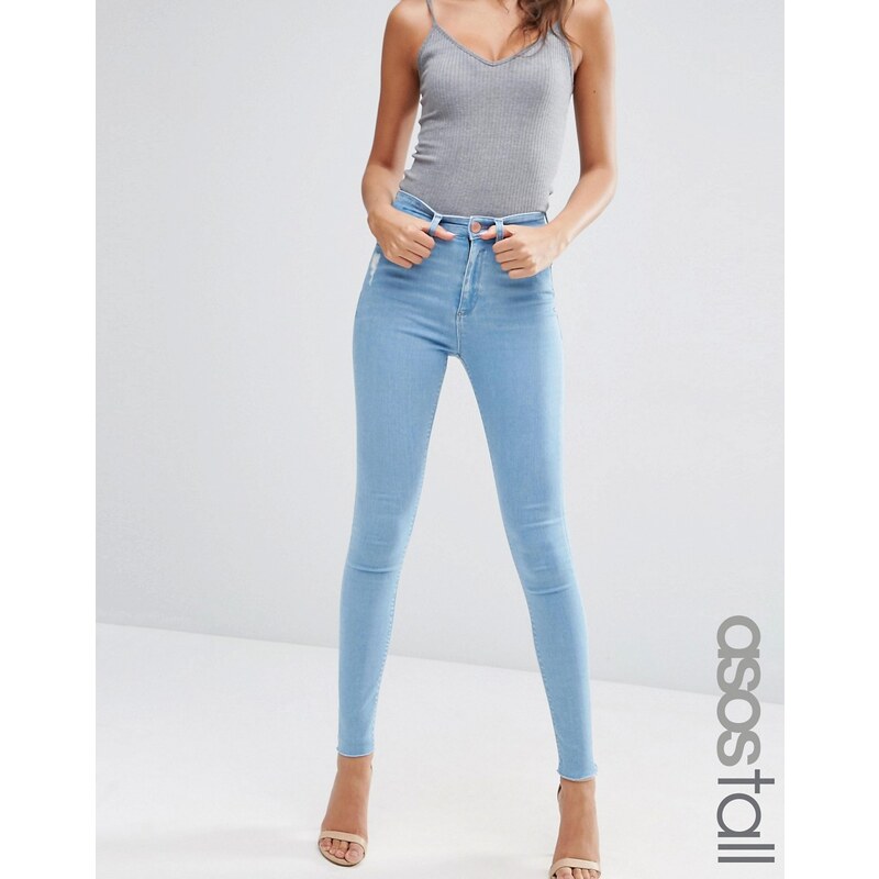 ASOS TALL - Ridley - Enge Jeans in Primrose-Waschung - Blau