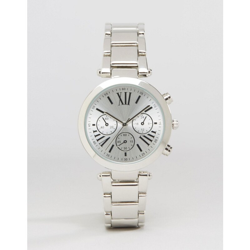 ASOS - Schmale Uhr mit silberfarbenem Zifferblatt - Silber