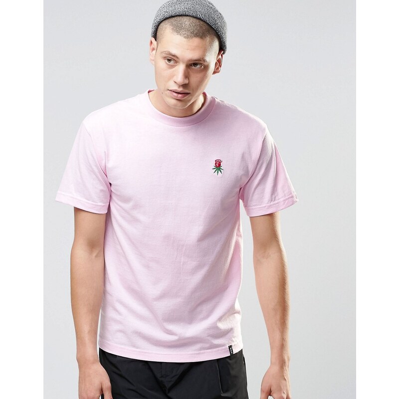 HUF - T-Shirt mit kleinem Rosenlogo - Rosa