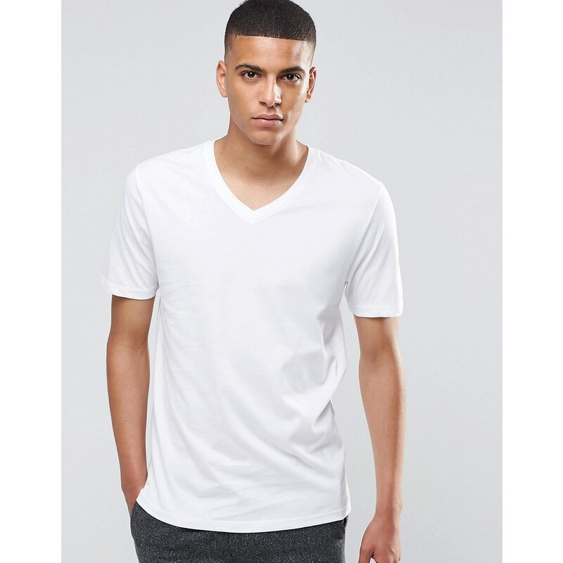 Reiss - T-Shirt mit V-Ausschnitt - Weiß