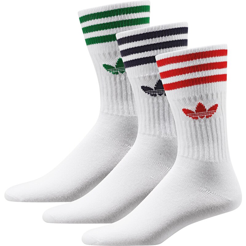 adidas Solid Crew 3-Pack Socken white/red