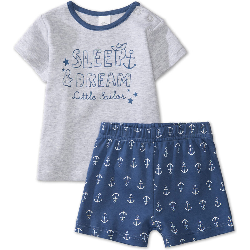 C&A Baby-Pyjama aus Bio-Baumwolle in Grau / Blau