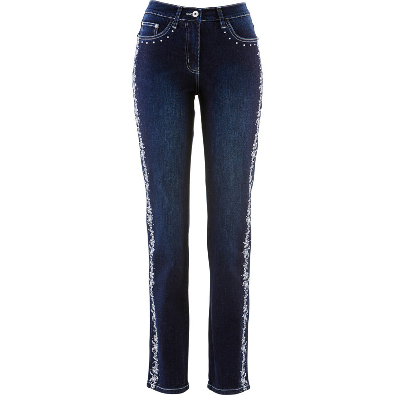 bpc selection premium Jeans mit Stickerei und Strass-Besatz in blau für Damen von bonprix