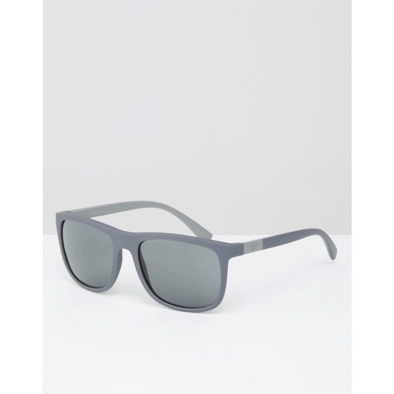 Emporio Armani - Eckige Sonnenbrille mit seitlicher Verzierung - Grau