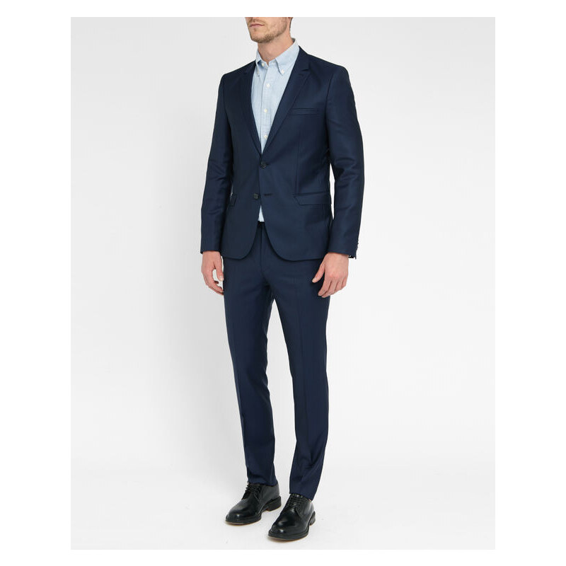 Hugo - Hugo Boss Marineblauer Anzug in Extra Slim-Schnitt aus Wolle mit Minimuster