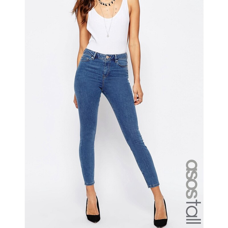 ASOS TALL - Ridley - Skinny-Jeans in mittlerer Lilyanna Pretty-Waschung - Blau