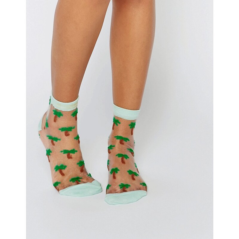 ASOS - Transparente Socken mit Palmendesign - Grün