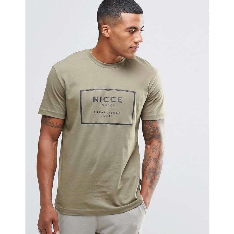 Nicce London - T-Shirt mit gummiertem Logo - Grün