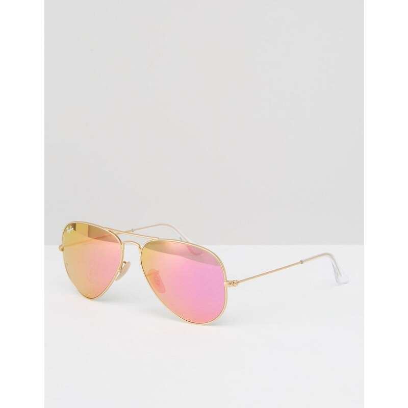 Ray-Ban - Pilotensonnenbrille aus Metall mit rosafarbenen, verspiegelten Gläsern - Rosa