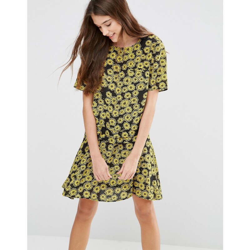 YMC - Swing-Kleid mit Blumenprint - Gelb
